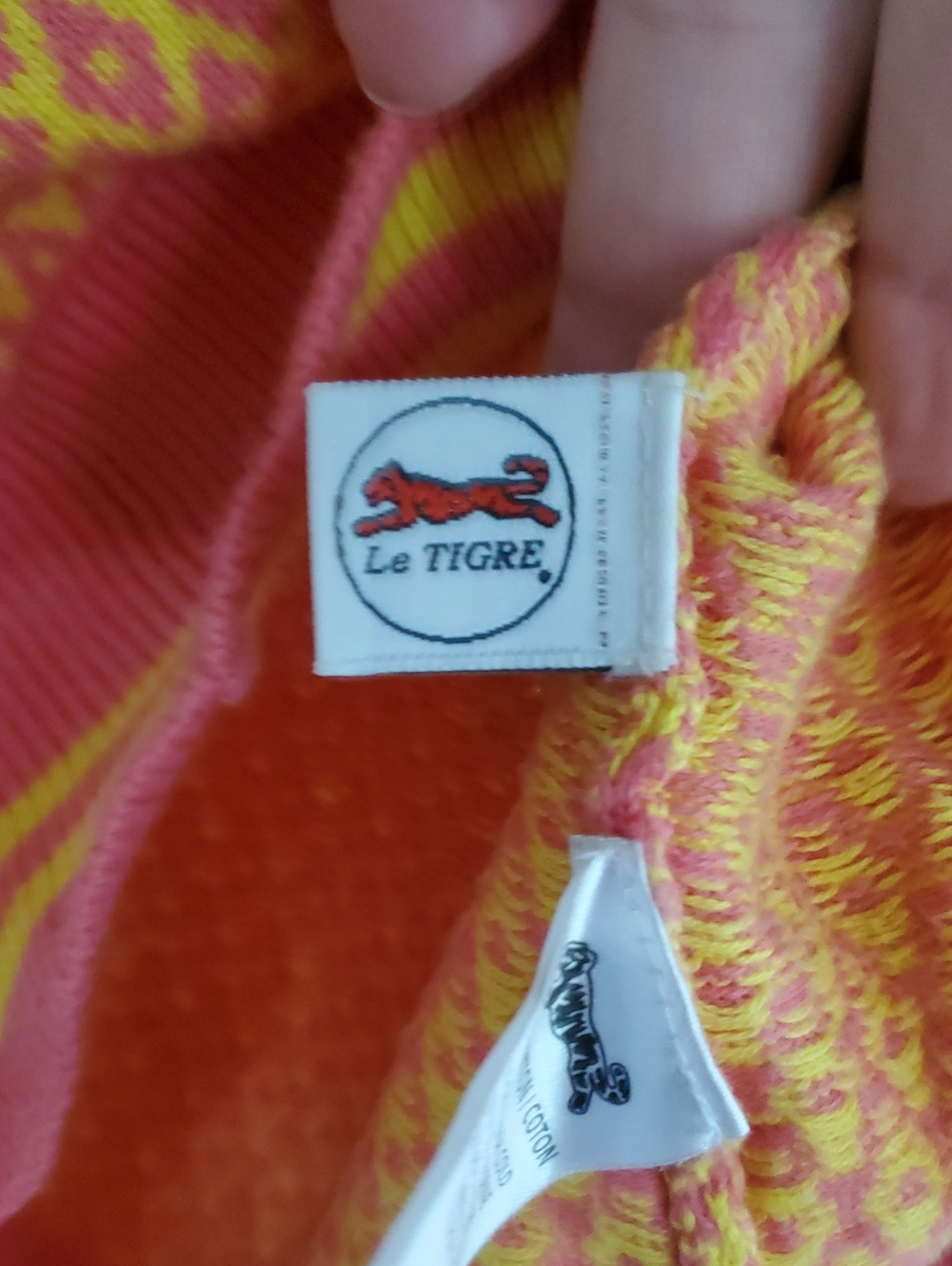 Le Tigre Yellow and Pink Diamond-Pattern Cardigan. Small. - Picture 6 of 12